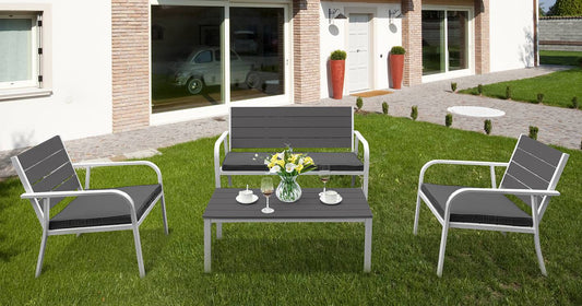 Set mobili giardino bianco/grigio